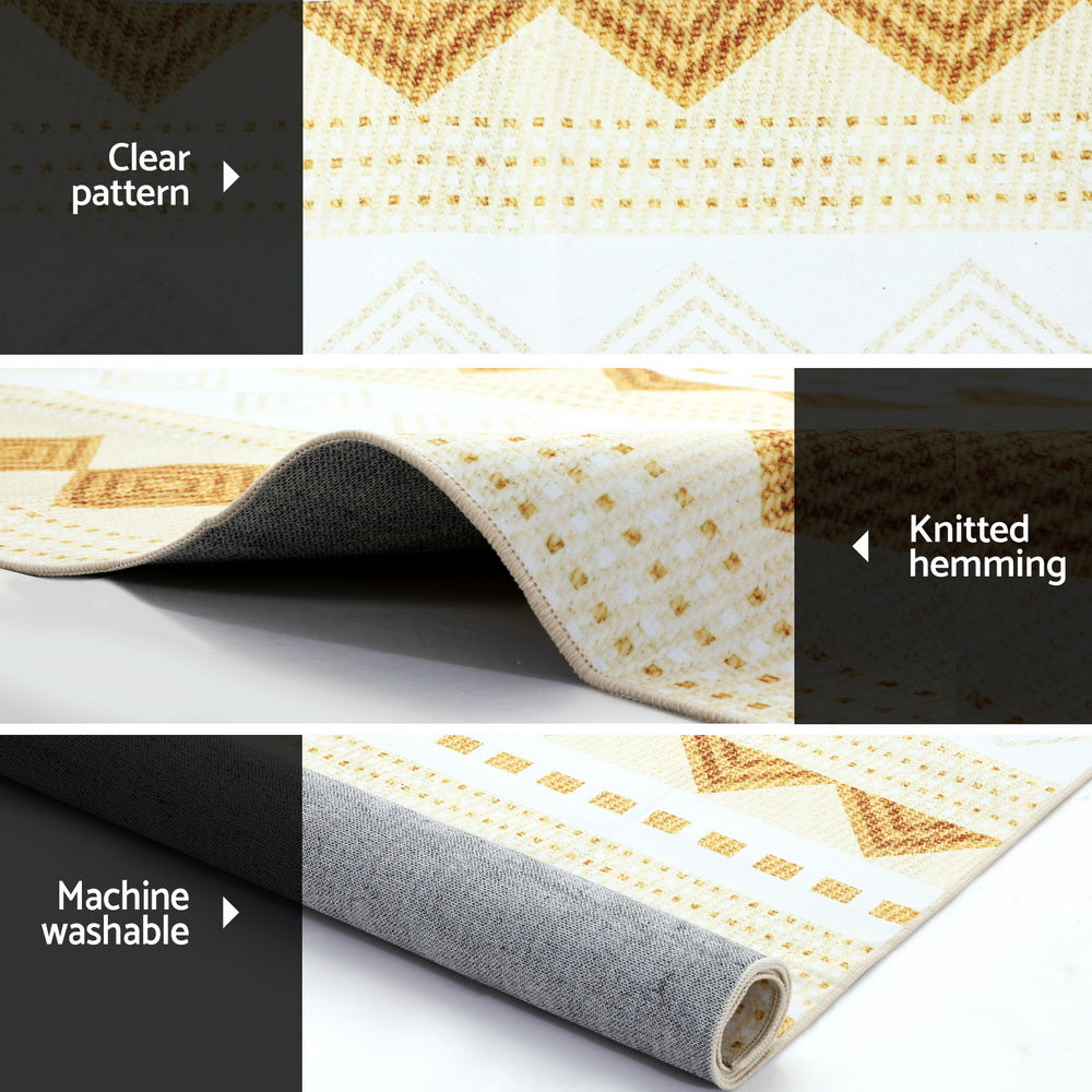 Artiss Rug 160x230cm Area Rug Washable Mat Large Carpet Soft Short Pile Ella FLR-BSM01-160X230-YE
