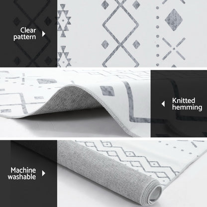 Artiss Rug 120x160cm Area Rug Washable Mat Large Carpet Soft Short Pile Una FLR-BSM02-120X160-BK