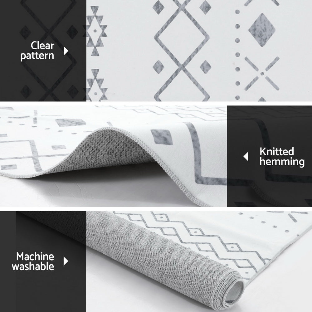 Artiss Rug 200x290cm Area Rug Washable Mat Large Carpet Soft Short Pile Una FLR-BSM02-200X290-BK