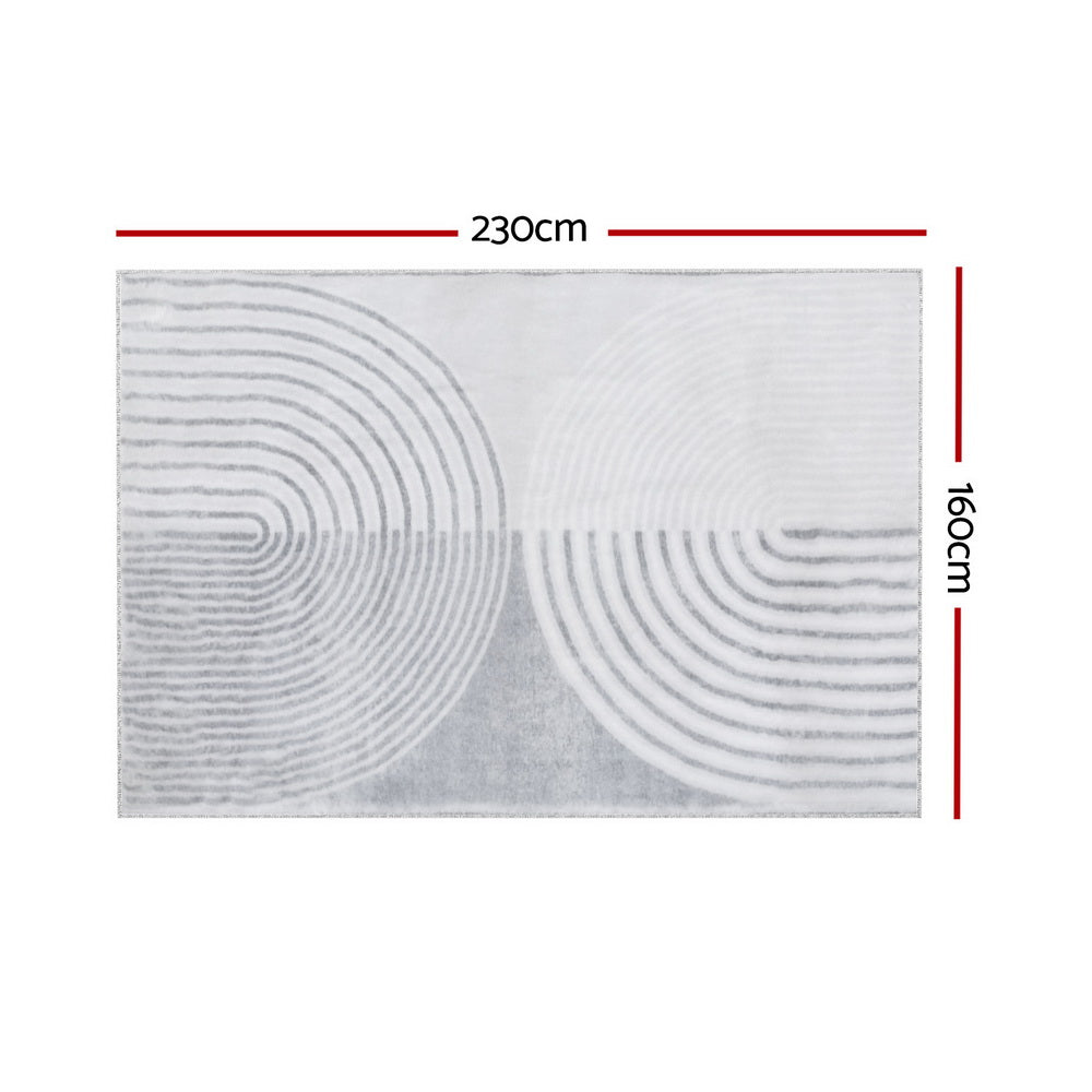 Artiss Rug 160x230cm Area Rug Washable Mat Large Carpet Faux Rabbit Fur Cyril FLR-FFUR01-160X230-WHBK