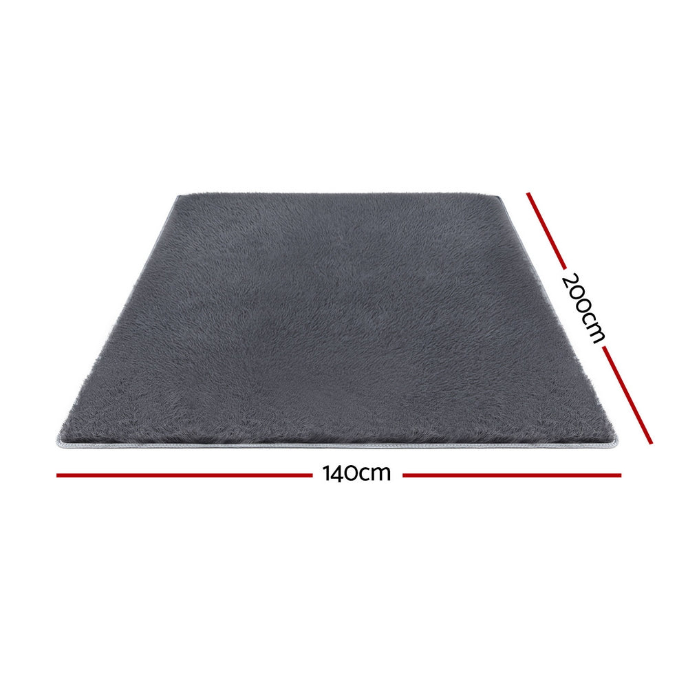 Artiss Floor Rug 140x200cm Plush Area Shaggy Rug Living Room Bedroom Carpet Grey FLR-FLU01-140X200-GY