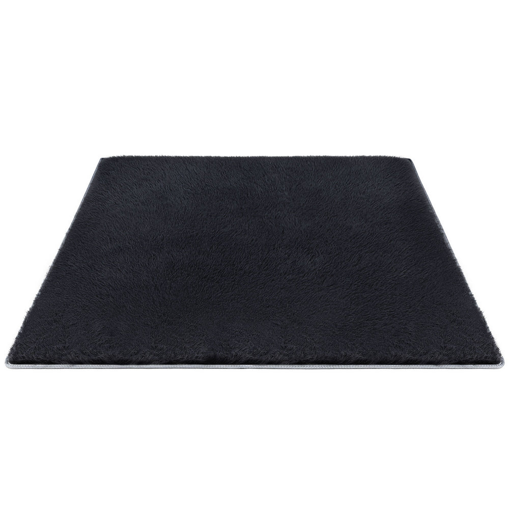 Artiss Floor Rug 160x230cm Plush Area Shaggy Rug Living Room Bedroom Carpet Black FLR-FLU01-160X230-BK