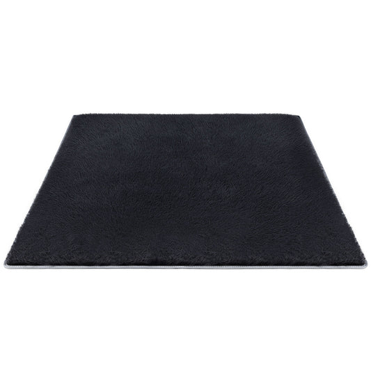 Artiss Floor Rug 160x230cm Plush Area Shaggy Rug Living Room Bedroom Carpet Black FLR-FLU01-160X230-BK