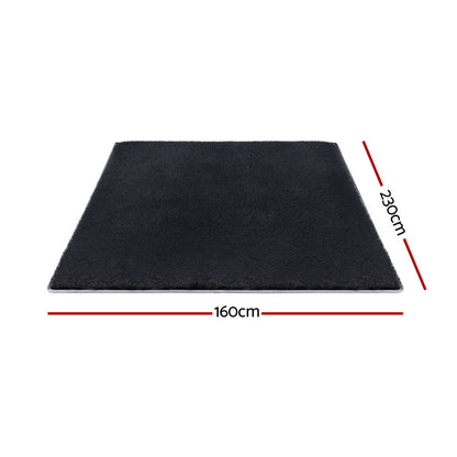 Artiss Floor Rug 160x230cm Plush Area Shaggy Rug Living Room Bedroom Carpet Black FLR-FLU01-160X230-BK