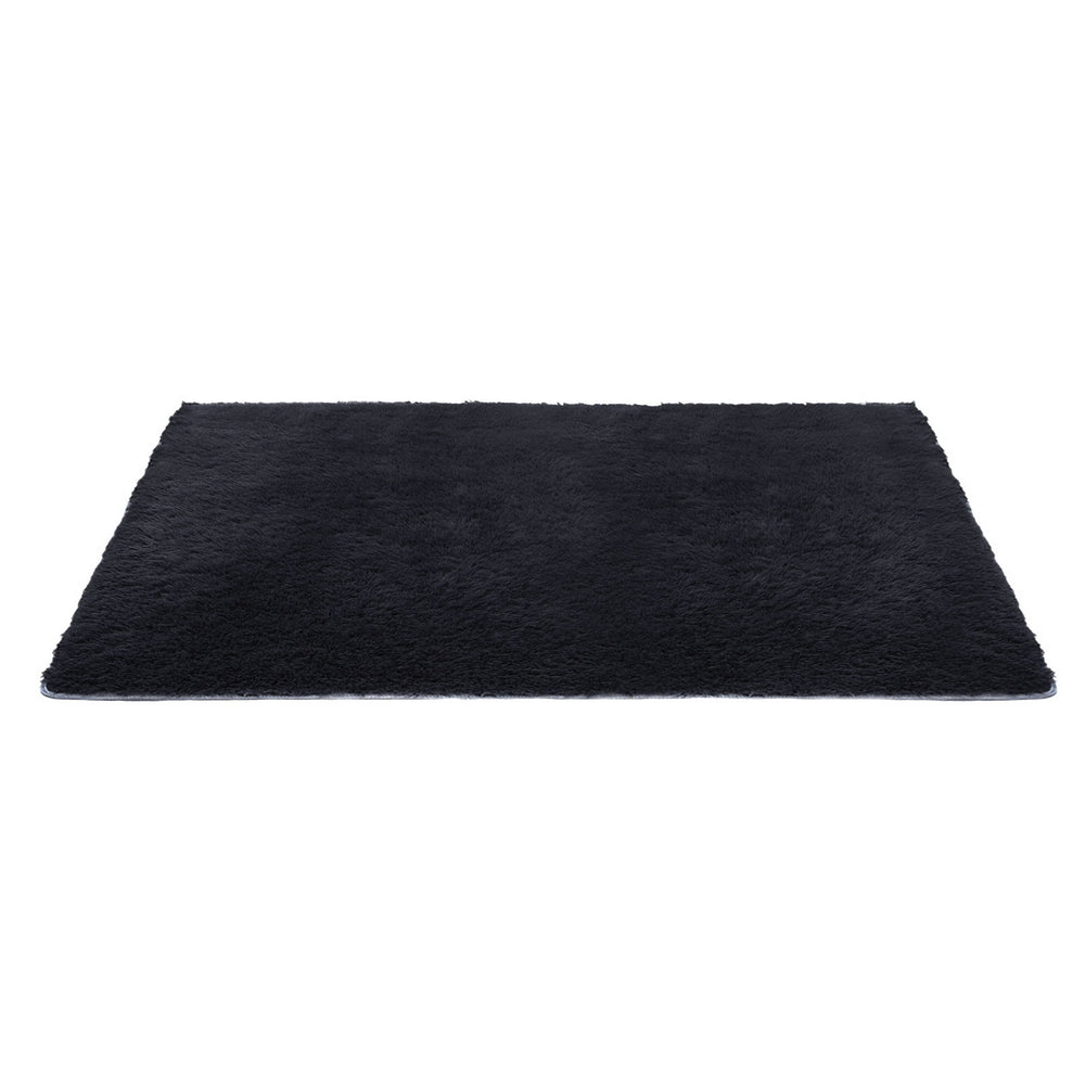 Artiss Floor Rug 160x230cm Plush Area Shaggy Rug Living Room Bedroom Carpet Black FLR-FLU01-160X230-BK