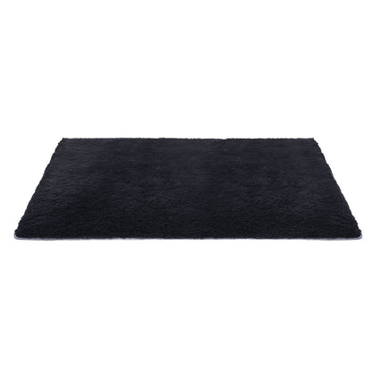 Artiss Floor Rug 160x230cm Plush Area Shaggy Rug Living Room Bedroom Carpet Black FLR-FLU01-160X230-BK