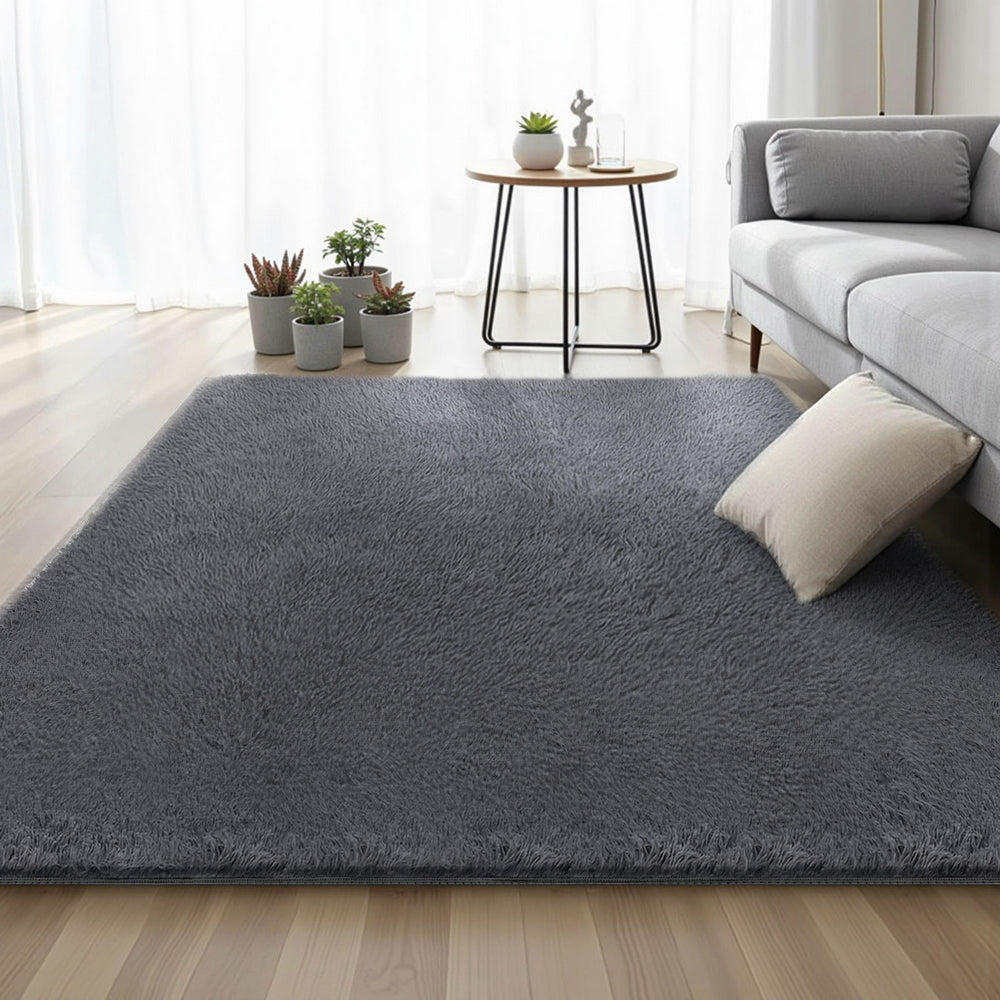 Artiss Floor Rug 160x230cm Plush Area Shaggy Rug Living Room Bedroom Carpet Grey FLR-FLU01-160X230-GY