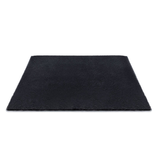 Artiss Floor Rug 200x230cm Plush Area Shaggy Rug Living Room Bedroom Carpet Black FLR-FLU01-200X230-BK