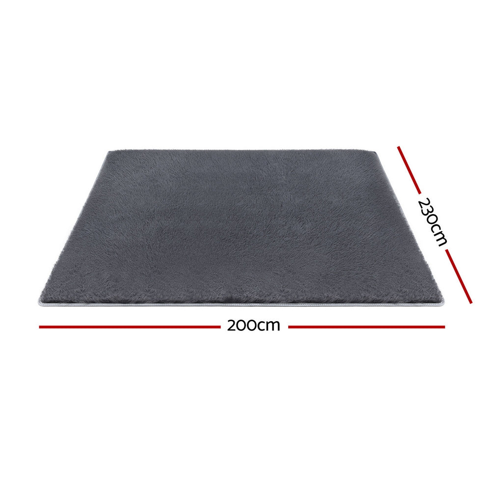 Artiss Floor Rug 200x230cm Plush Area Shaggy Rug Living Room Bedroom Carpet Grey FLR-FLU01-200X230-GY