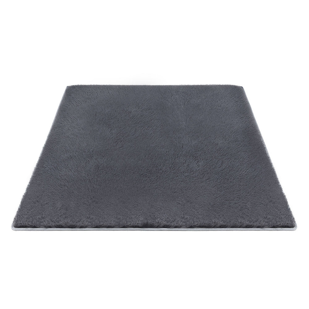 Artiss Floor Rug 200x290cm Plush Area Shaggy Rug Living Room Bedroom Carpet Grey FLR-FLU01-200X290-GY