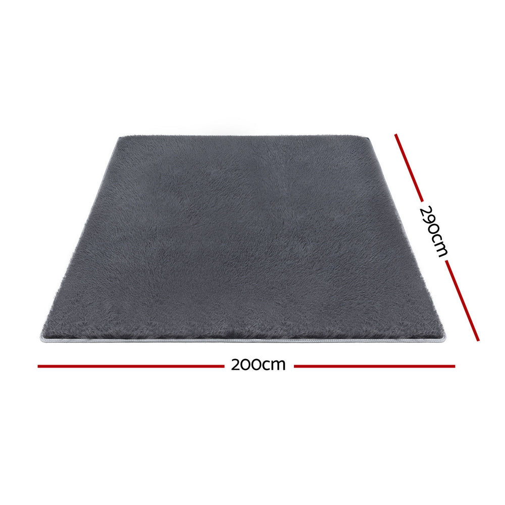 Artiss Floor Rug 200x290cm Plush Area Shaggy Rug Living Room Bedroom Carpet Grey FLR-FLU01-200X290-GY