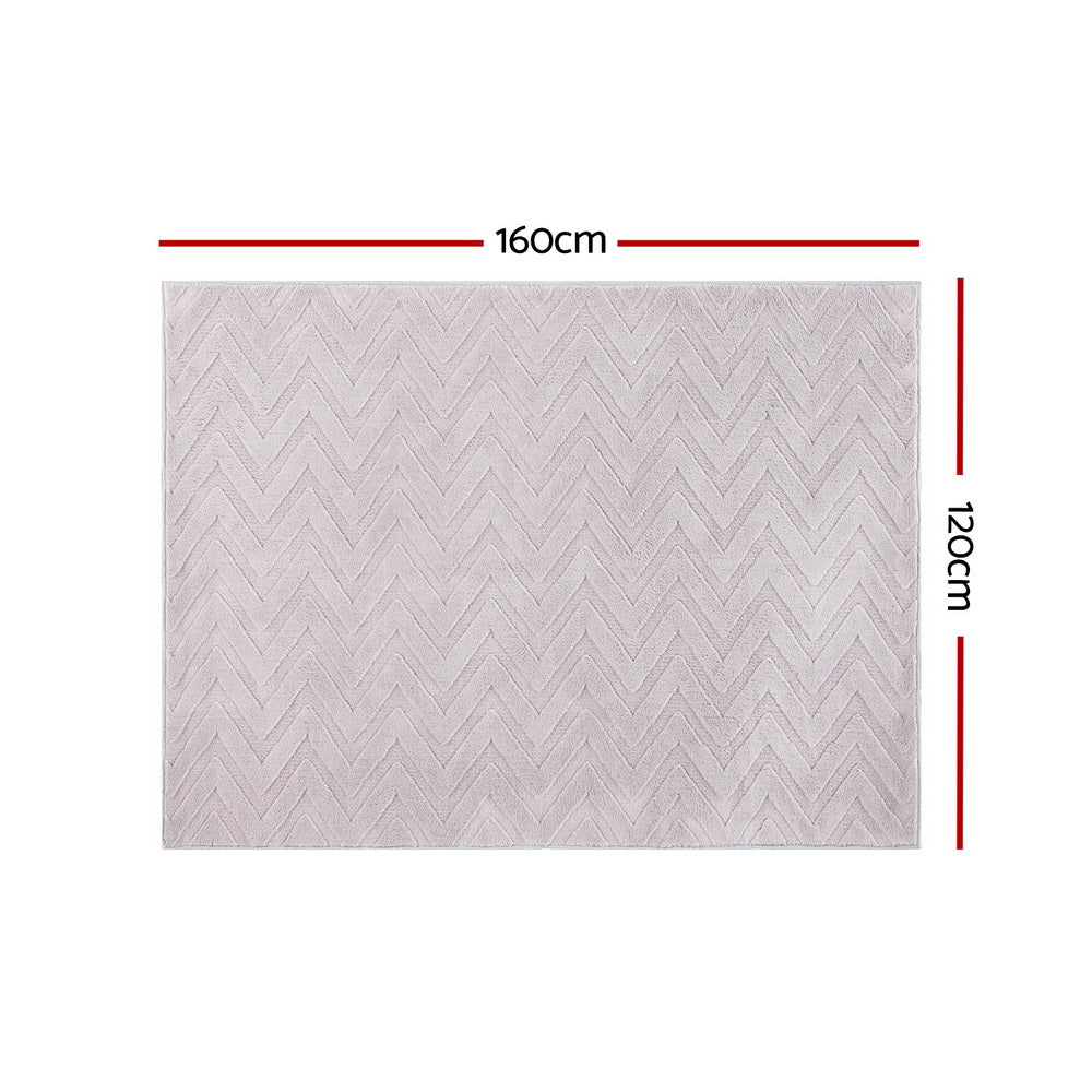 Artiss Rug 120x160cm Area Rug Washable Mat Large Carpet Microfiber Ripple FLR-JAC01-120X160-WH