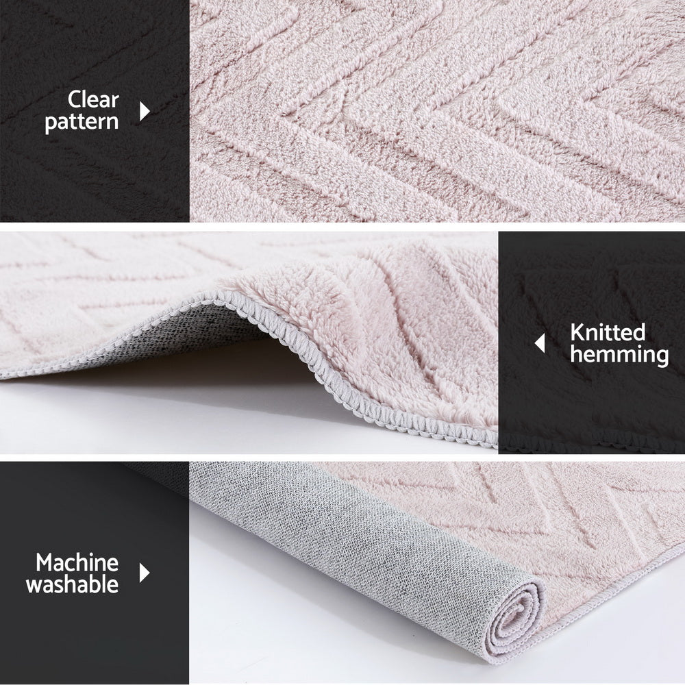 Artiss Rug 120x160cm Area Rug Washable Mat Large Carpet Microfiber Ripple FLR-JAC01-120X160-WH