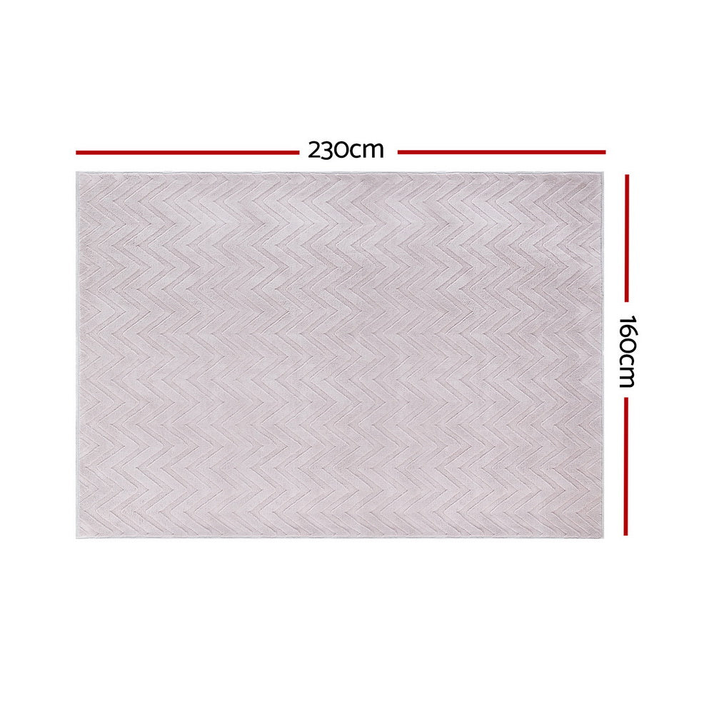 Artiss Rug 160x230cm Area Rug Washable Mat Large Carpet Microfiber Ripple FLR-JAC01-160X230-WH