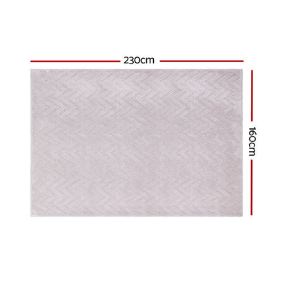 Artiss Rug 160x230cm Area Rug Washable Mat Large Carpet Microfiber Ripple FLR-JAC01-160X230-WH