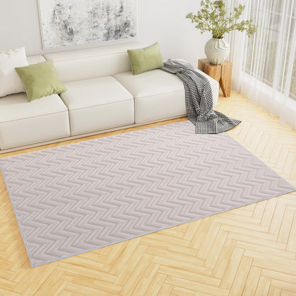 Artiss Rug 160x230cm Area Rug Washable Mat Large Carpet Microfiber Ripple FLR-JAC01-160X230-WH