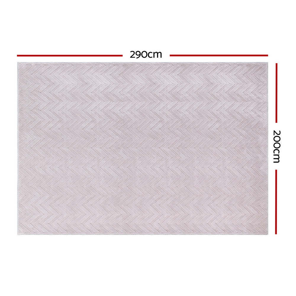 Artiss Rug 200x290cm Area Rug Washable Mat Large Carpet Microfiber Ripple FLR-JAC01-200X290-WH