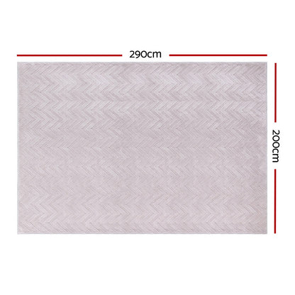 Artiss Rug 200x290cm Area Rug Washable Mat Large Carpet Microfiber Ripple FLR-JAC01-200X290-WH