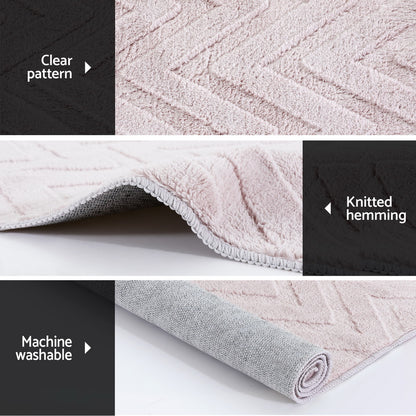 Artiss Rug 200x290cm Area Rug Washable Mat Large Carpet Microfiber Ripple FLR-JAC01-200X290-WH