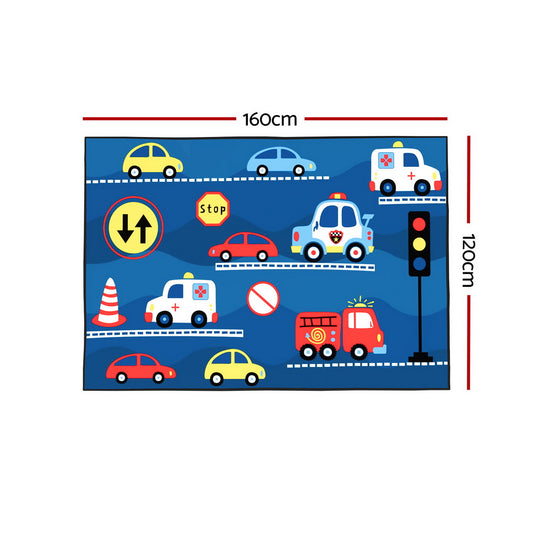 Artiss Rug 120x160cm Area Rug Washable Mat Large Carpet Soft Short Pile Kids FLR-KID01-120X160-BU