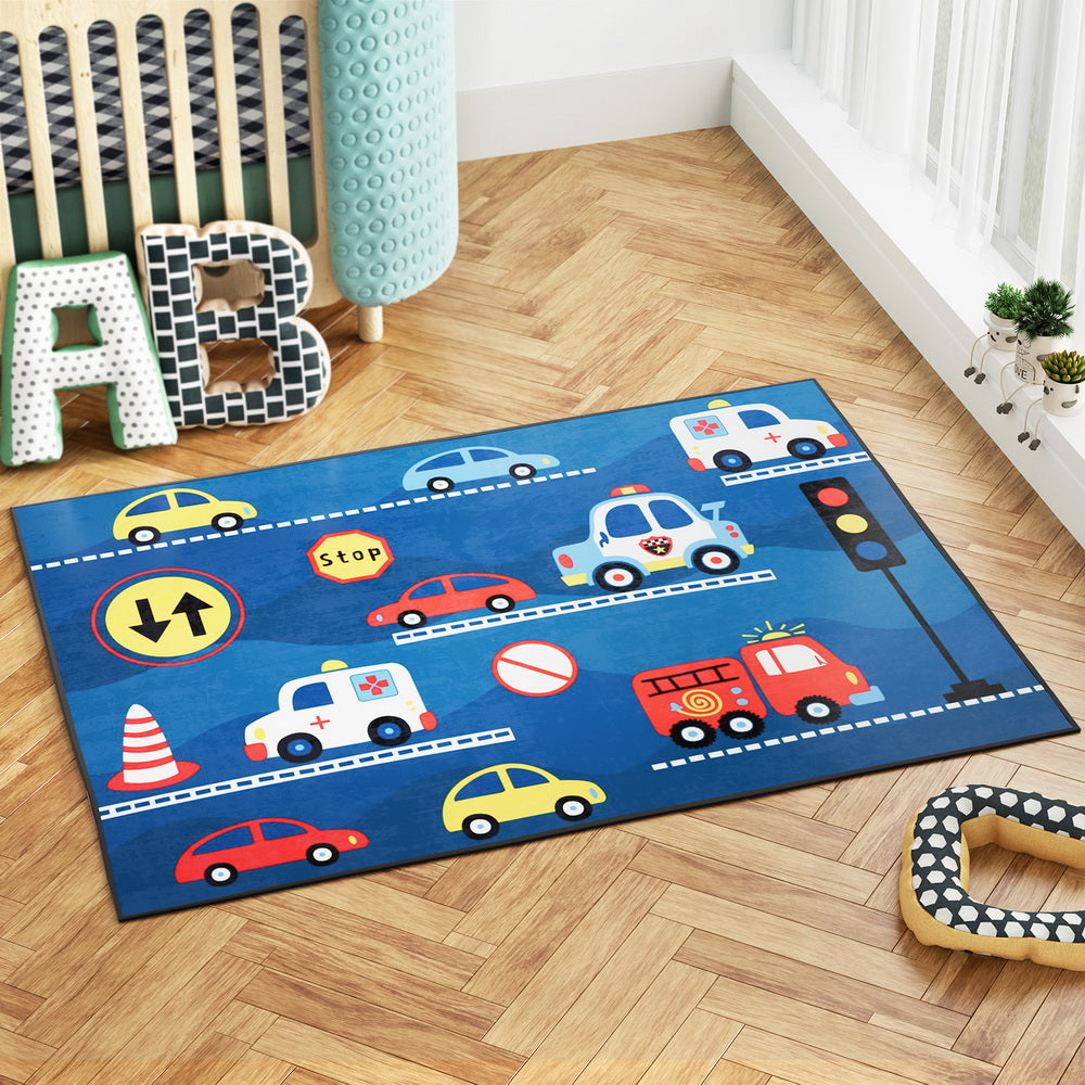 Artiss Rug 120x160cm Area Rug Washable Mat Large Carpet Soft Short Pile Kids FLR-KID01-120X160-BU