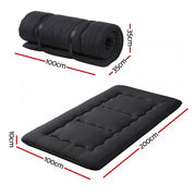 Giselle Bedding 10cm Japanese Floor Mattress Foldable Futon Mattress Washable Cover Straps FM-FUTON-100-10-BK