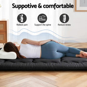 Giselle Bedding 10cm Japanese Floor Mattress Foldable Futon Mattress Washable Cover Straps FM-FUTON-100-10-BK
