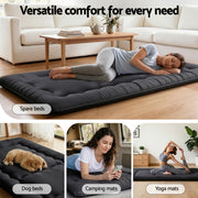 Giselle Bedding 10cm Japanese Floor Mattress Foldable Futon Mattress Washable Cover Straps FM-FUTON-100-10-BK