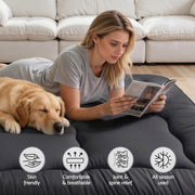 Giselle Bedding 10cm Japanese Floor Mattress Foldable Futon Mattress Washable Cover Straps FM-FUTON-135-10-BK