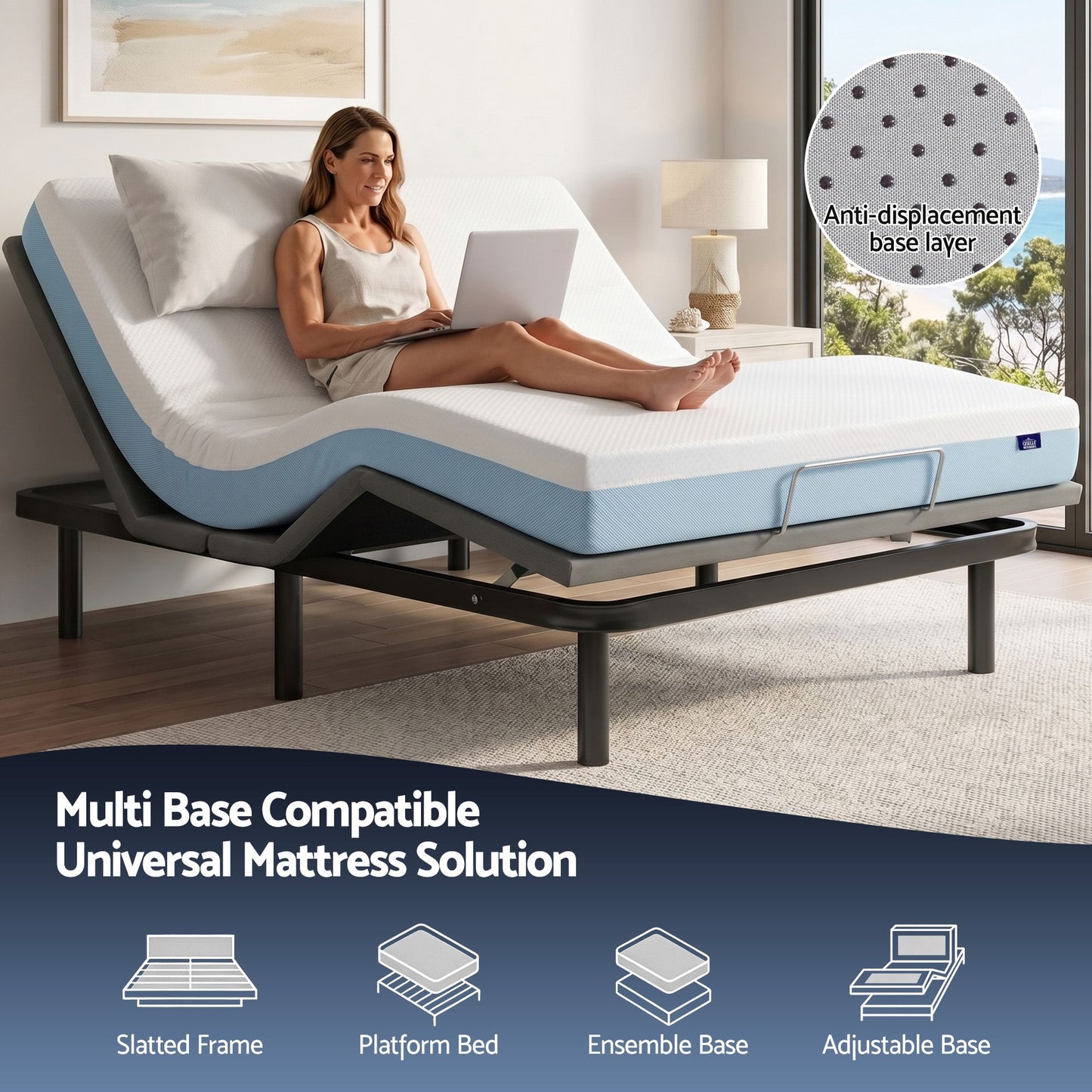 Giselle 22cm Cooling Gel Memory Foam Mattress Double Medium Firm FOAM-C-MFM-H022-D