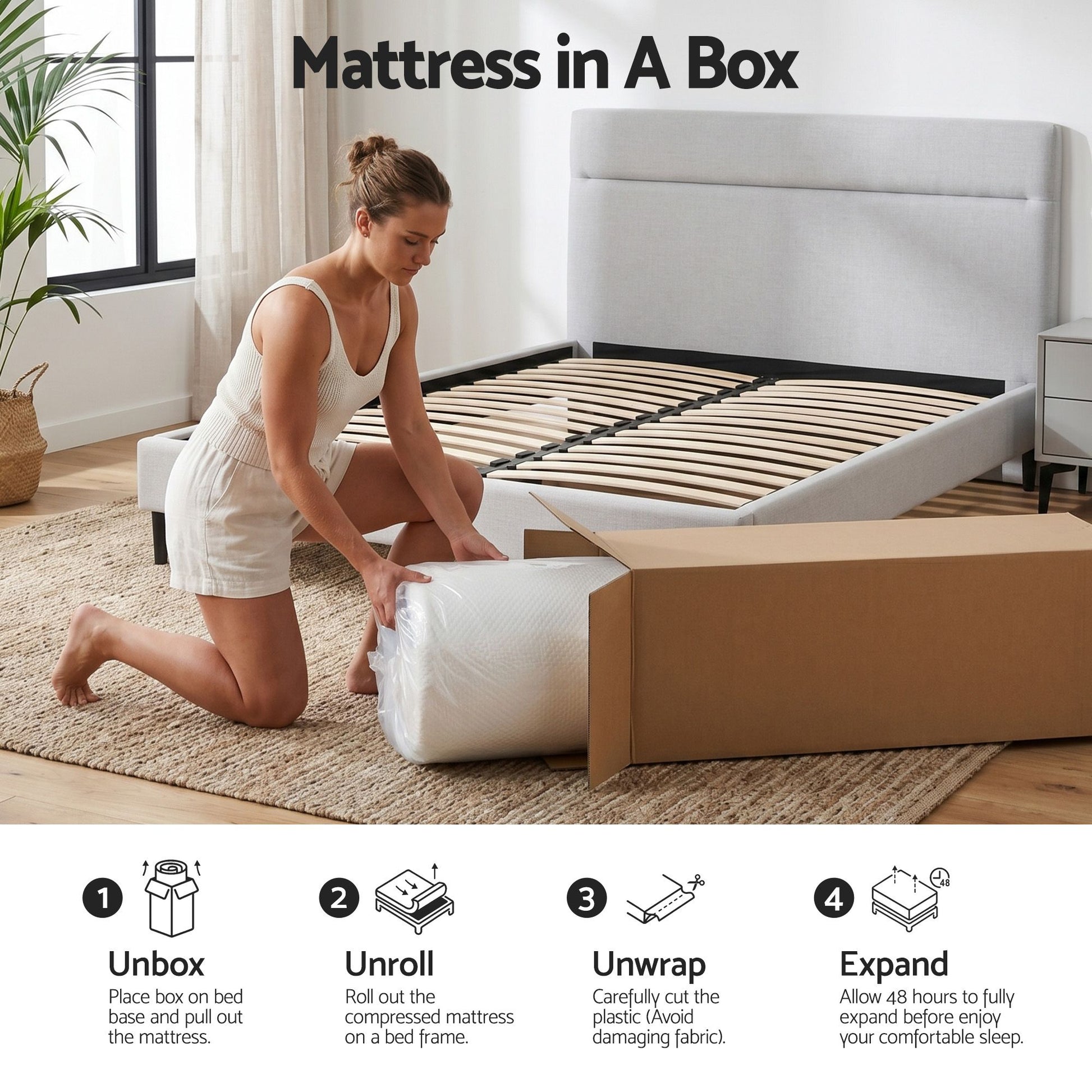 Giselle 22cm Cooling Gel Memory Foam Mattress Double Medium Firm FOAM-C-MFM-H022-D