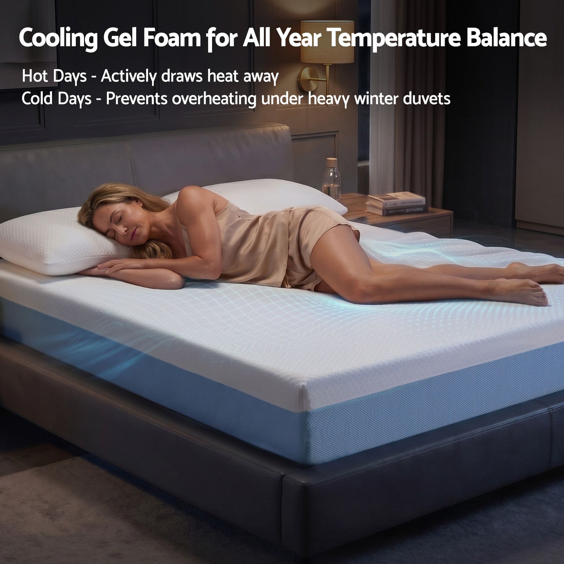 Giselle 22cm Cooling Gel Memory Foam Mattress Queen Medium Firm FOAM-C-MFM-H022-Q