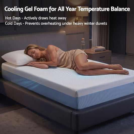 Giselle 22cm Cooling Gel Memory Foam Mattress Single Medium Firm FOAM-C-MFM-H022-S