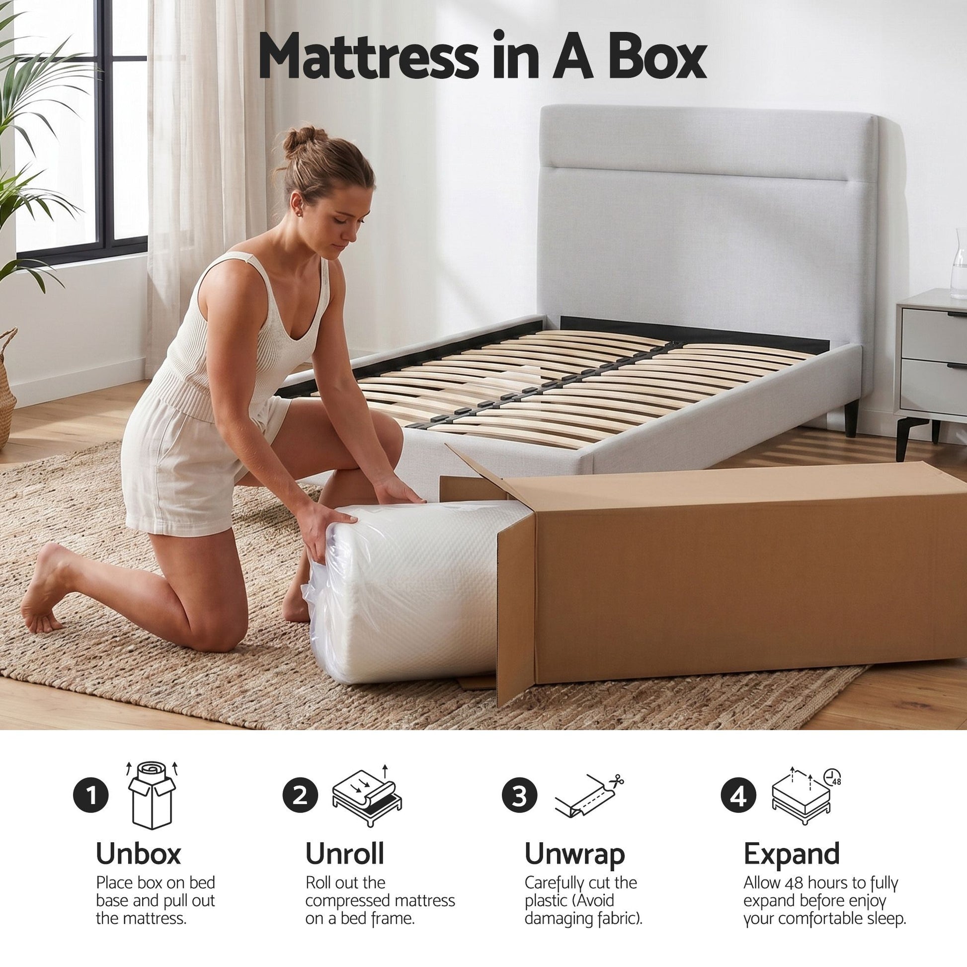 Giselle 22cm Cooling Gel Memory Foam Mattress Single Medium Firm FOAM-C-MFM-H022-S