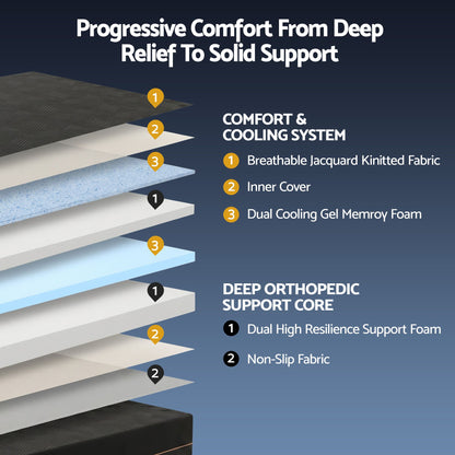 Giselle King Single Cooling Memory Foam Mattress Medium Firm with Gel Comfort 30cm FOAM-C-MFM-H030-KS