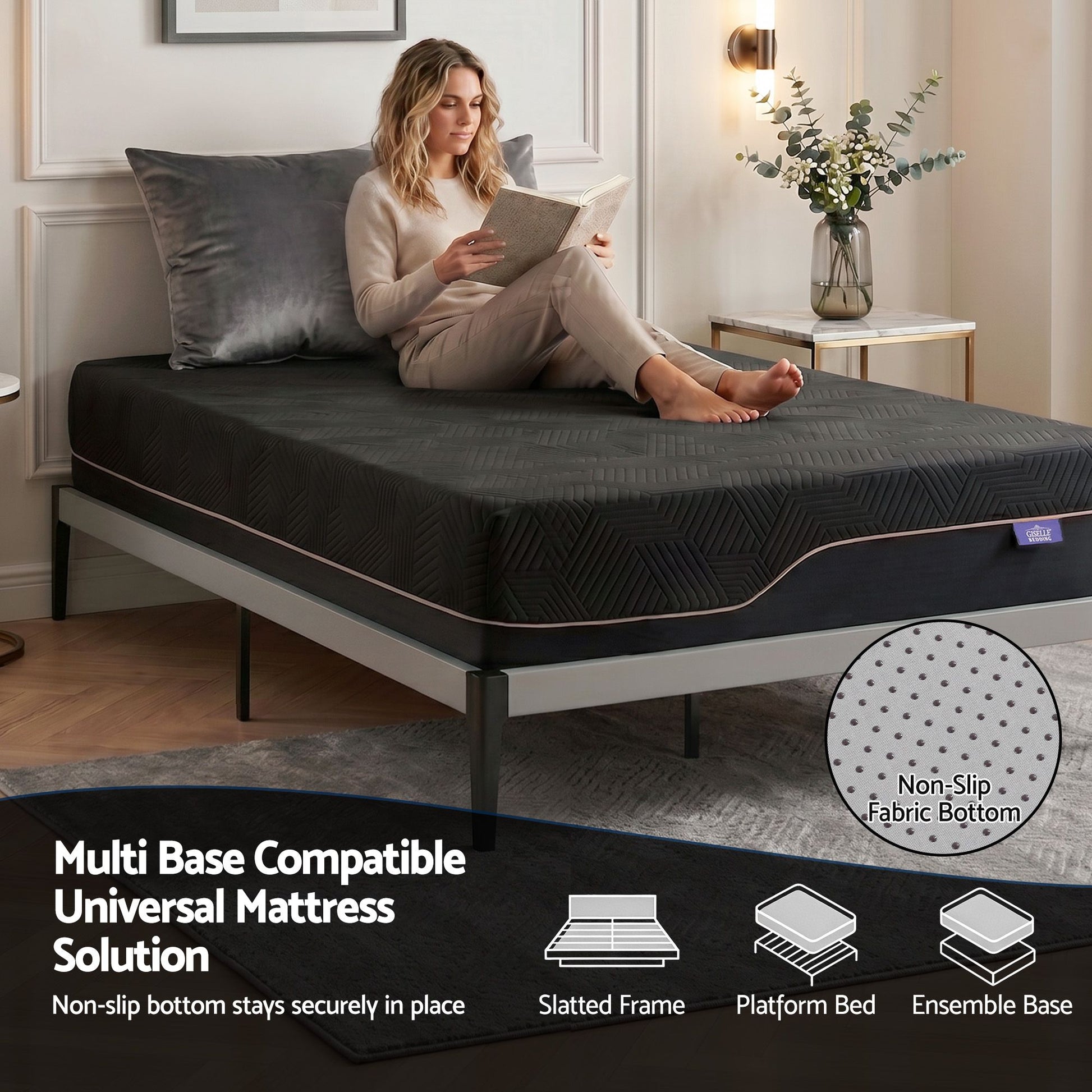 Giselle King Single Cooling Memory Foam Mattress Medium Firm with Gel Comfort 30cm FOAM-C-MFM-H030-KS