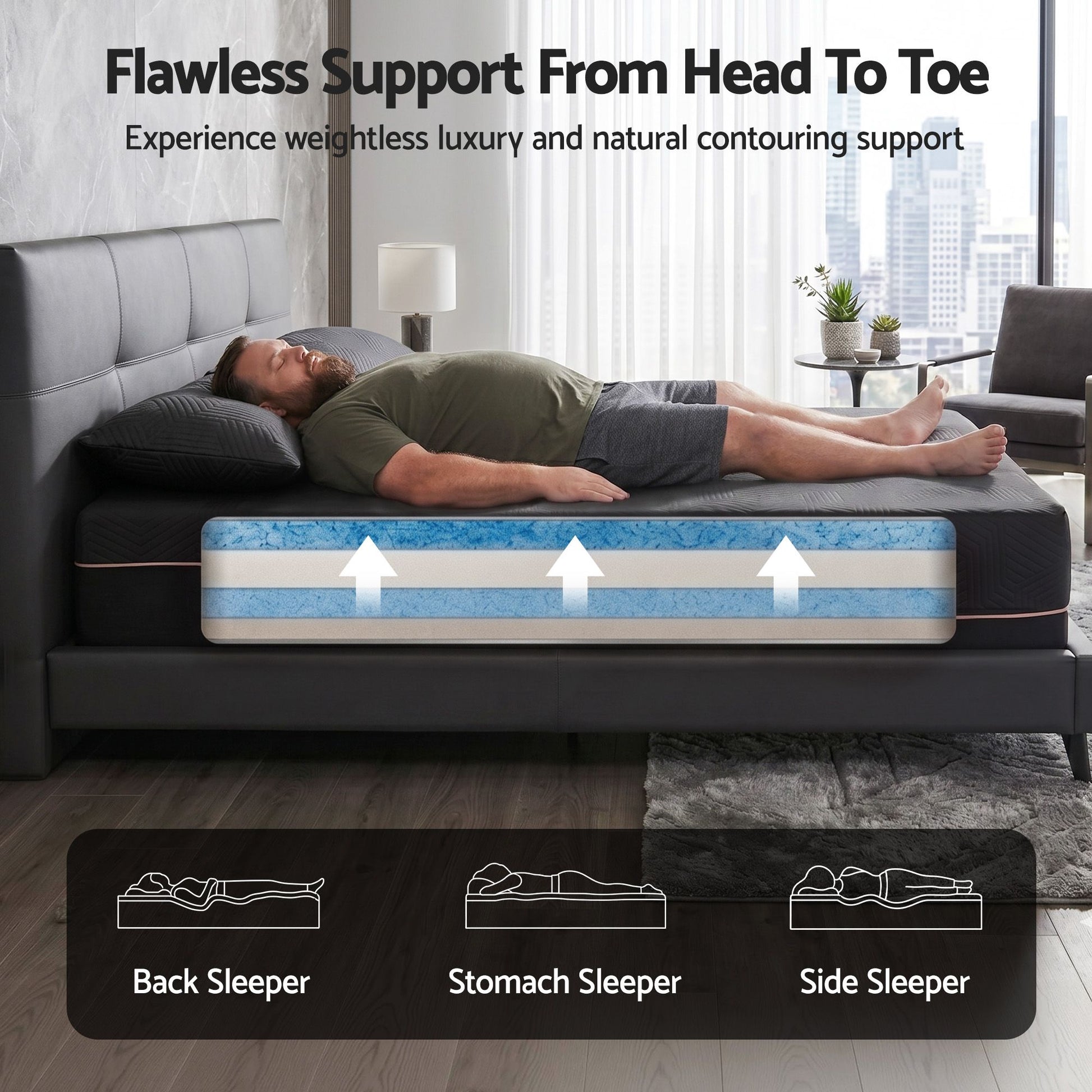 Giselle Queen Cooling Memory Foam Mattress Medium Firm with Gel Comfort 30cm FOAM-C-MFM-H030-Q