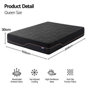 Giselle Queen Cooling Memory Foam Mattress Medium Firm with Gel Comfort 30cm