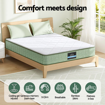 Giselle 25cm Memory Foam Mattress Dual Layer Zipper Cover Cool Charcoal Foam Mattresses Double FOAM-C-MFM-LEAF-H025-D