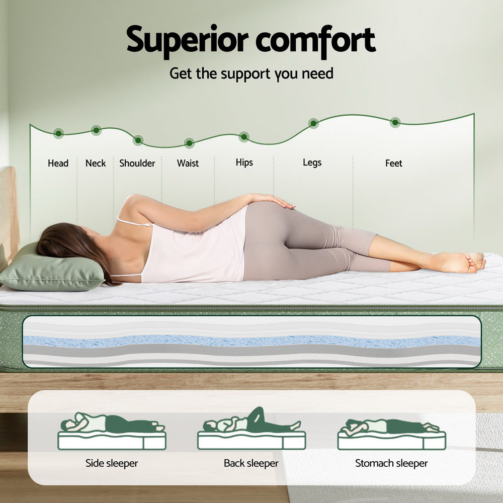 Giselle 25cm Memory Foam Mattress Dual Layer Zipper Cover Cool Charcoal Foam Mattresses Double FOAM-C-MFM-LEAF-H025-D