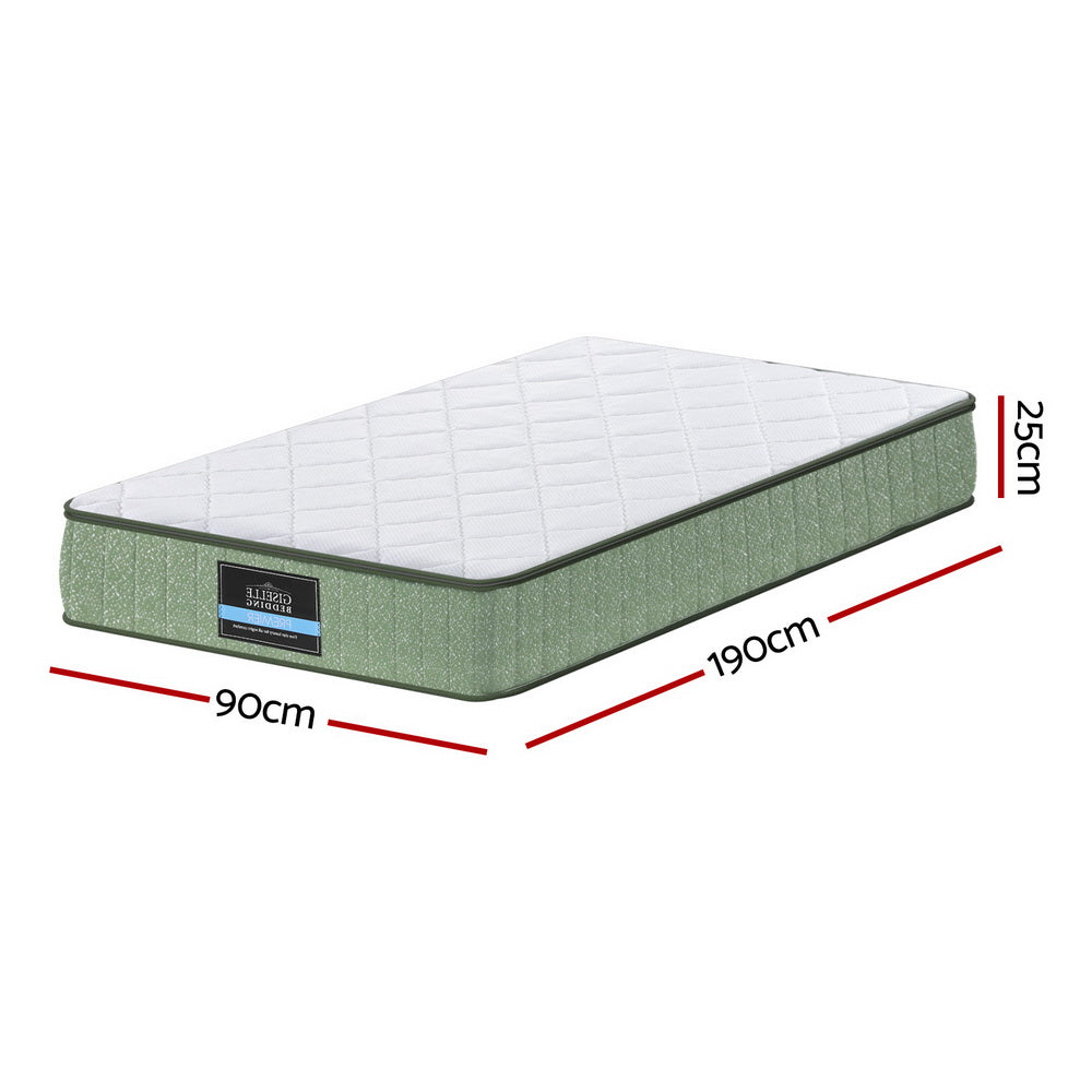 Giselle 25cm Memory Foam Mattress Dual Layer Zipper Cover Cool Charcoal Foam Mattresses Single FOAM-C-MFM-LEAF-H025-S