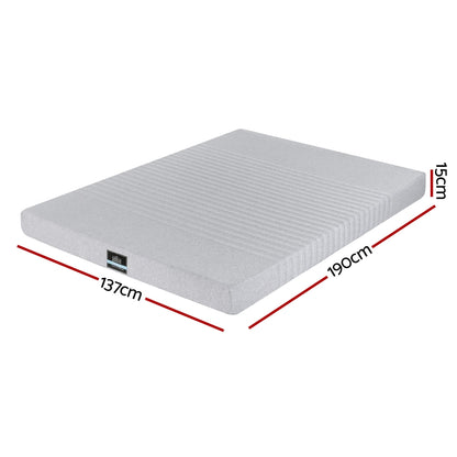 Giselle Bedding Cool Gel Memory Foam Mattress Charcoal 7-Zone Washable Bamboo Cover 15cm Double FOAM-C-MFM-NOBLE-H015-D