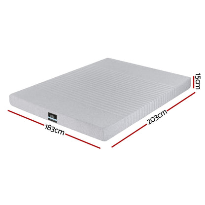 Giselle Bedding Cool Gel Memory Foam Mattress Charcoal 7-Zone Washable Bamboo Cover 15cm King FOAM-C-MFM-NOBLE-H015-K