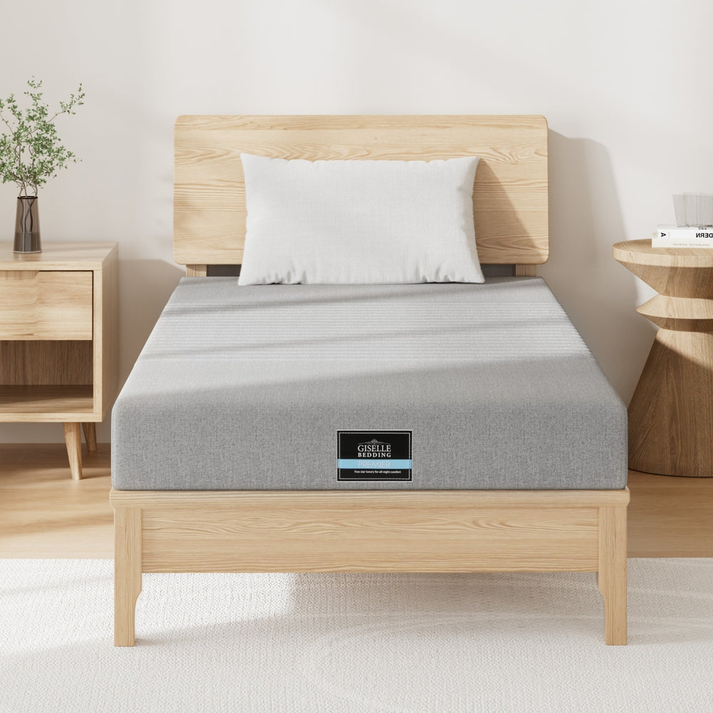 Giselle Bedding Cool Gel Memory Foam Mattress Charcoal 7-Zone Washable Bamboo Cover 15cm King Single FOAM-C-MFM-NOBLE-H015-KS