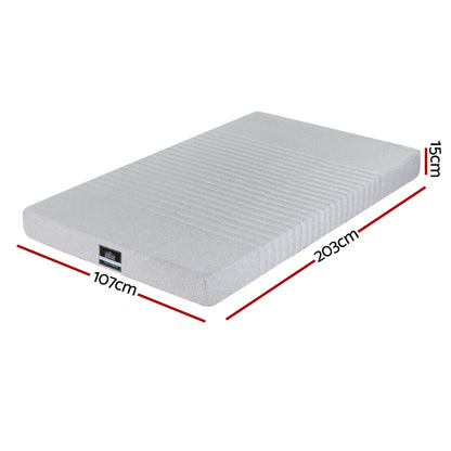 Giselle Bedding Cool Gel Memory Foam Mattress Charcoal 7-Zone Washable Bamboo Cover 15cm King Single FOAM-C-MFM-NOBLE-H015-KS