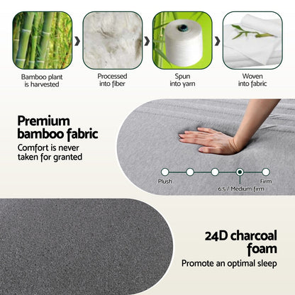 Giselle Bedding Cool Gel Memory Foam Mattress Charcoal 7-Zone Washable Bamboo Cover 15cm Single FOAM-C-MFM-NOBLE-H015-S