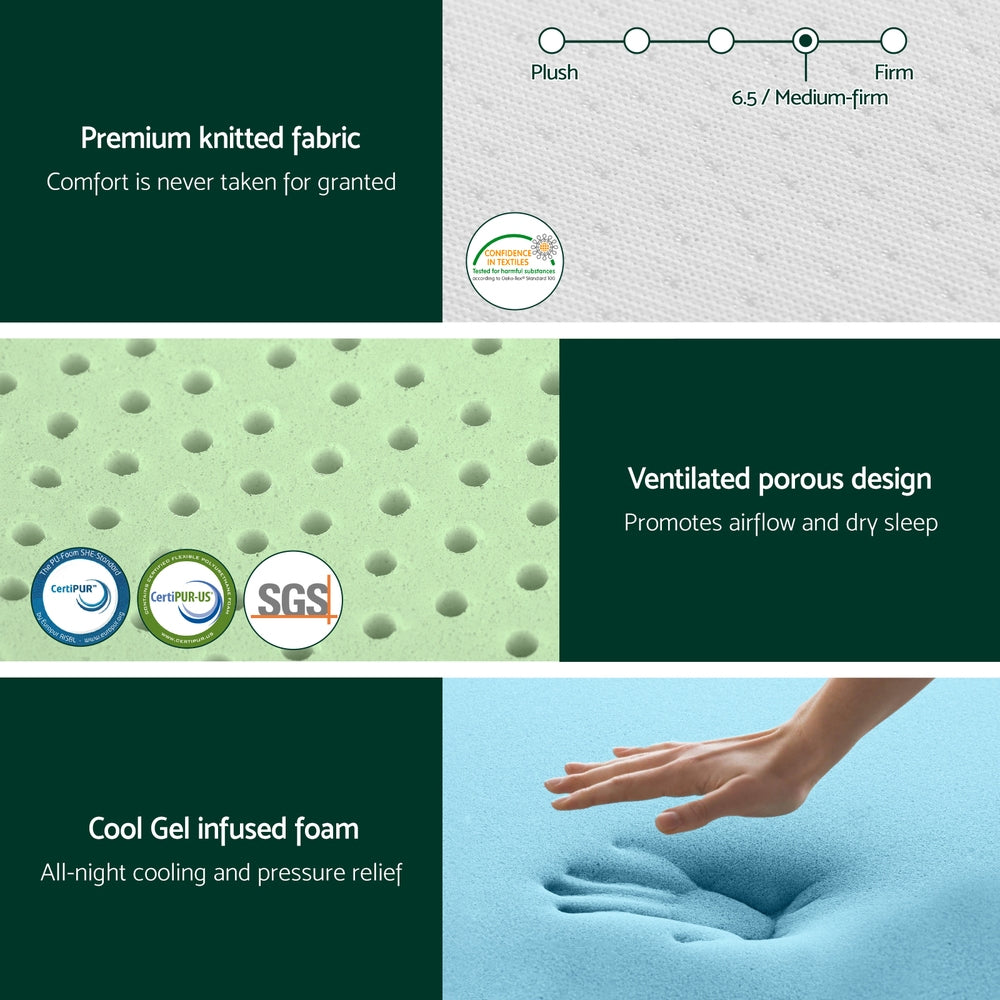 Giselle 20cm Memory Foam Mattress Green Tea King FOAM-C-MFM-PURE-H20-K
