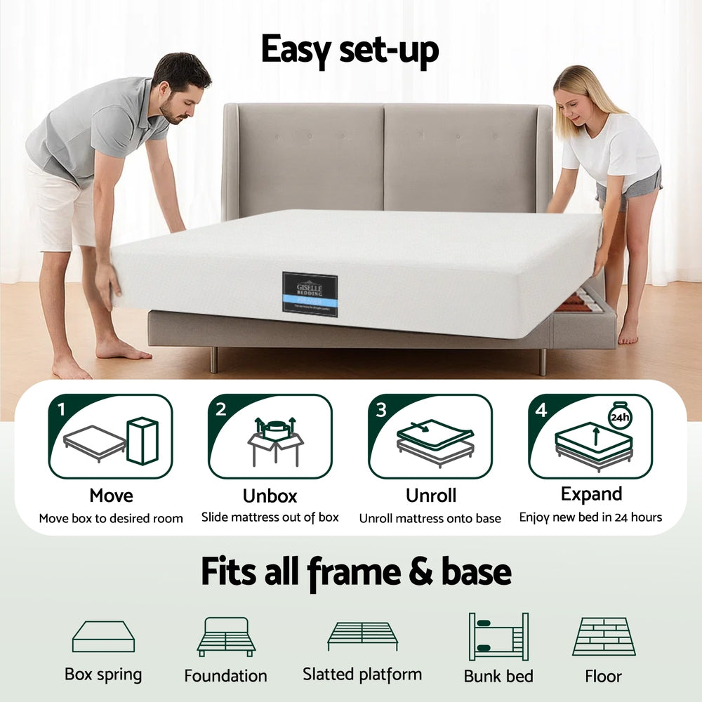 Giselle 20cm Memory Foam Mattress Green Tea King FOAM-C-MFM-PURE-H20-K