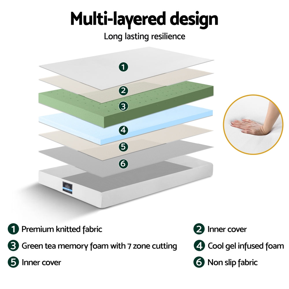 Giselle 20cm Memory Foam Mattress Green Tea Single FOAM-C-MFM-PURE-H20-S
