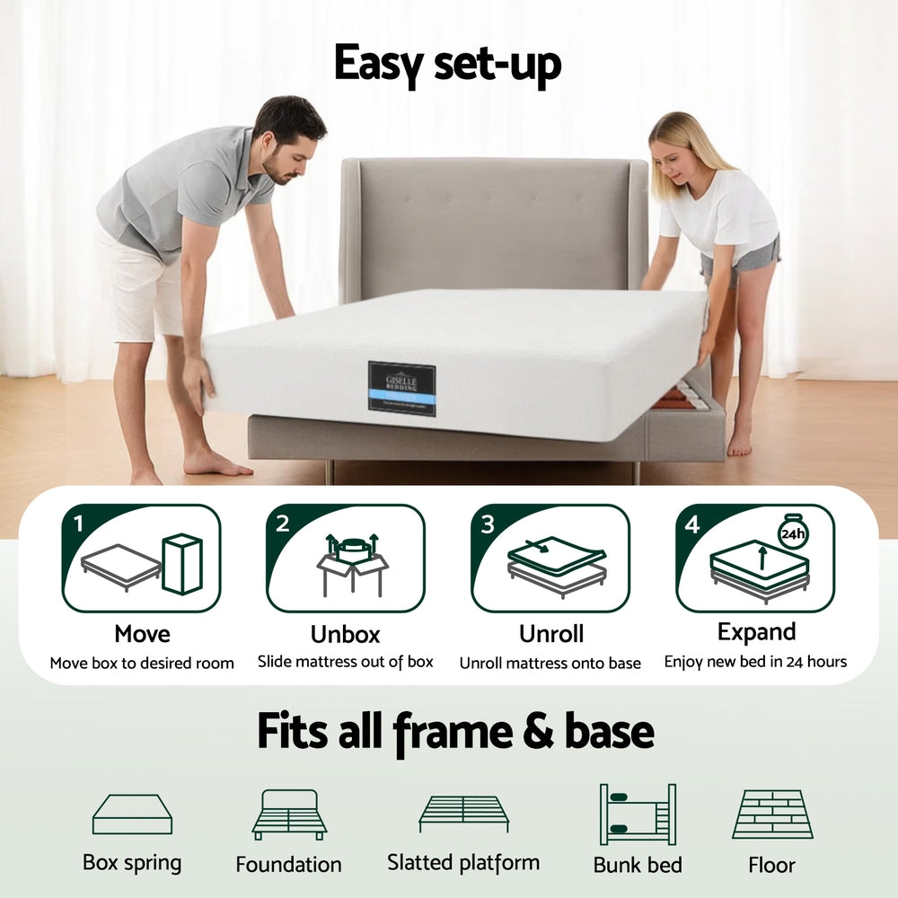 Giselle 20cm Memory Foam Mattress Green Tea Single FOAM-C-MFM-PURE-H20-S